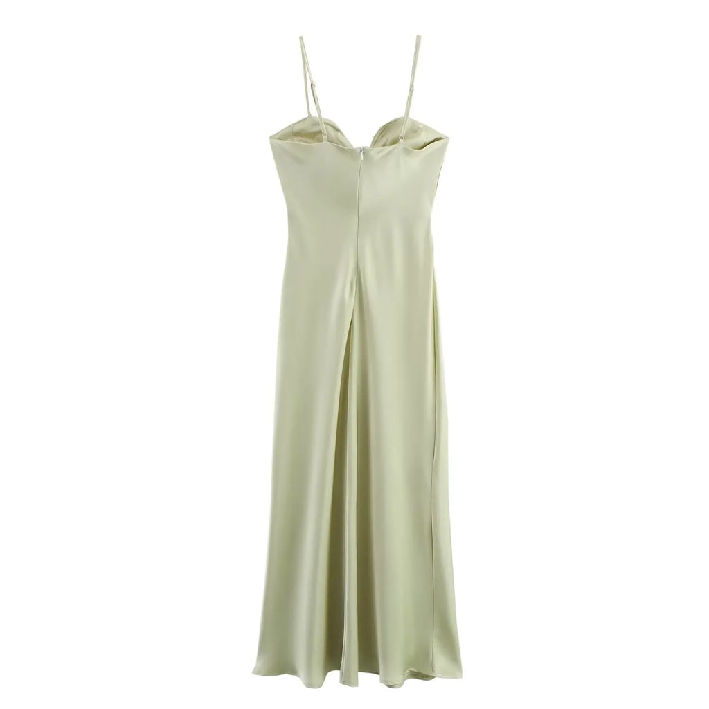 Sweetheart Neck Red Satin Long Dress for Women Spaghetti Strap Straight Elegant Party Vestidos Zip Beach New in Summer Dress
