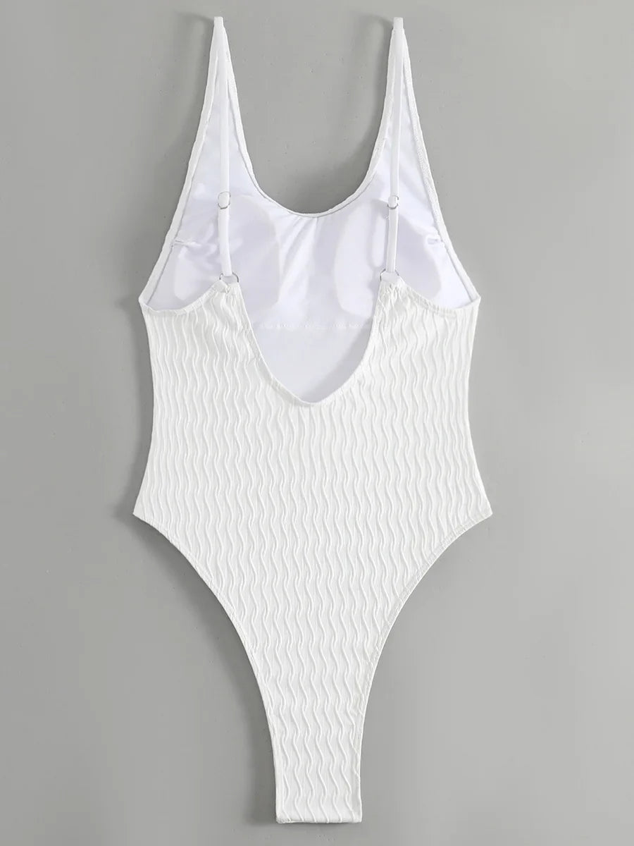 2025 Sexy Backless Striped Women Swimwear One Piece Swimsuit Female monokini High cut Trikini V Neck Bathing Suit Swim Bodysuit