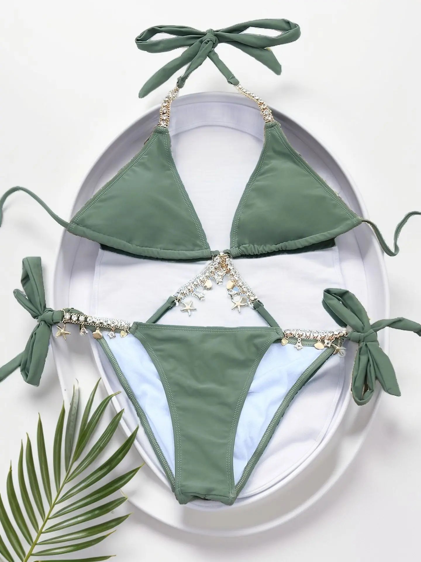 Sexy bikini bandage split multi-color swimsuit accessories diamond fashion swimsuit