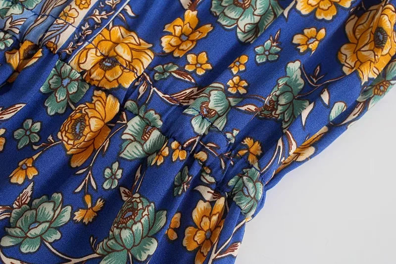 Foridol Bohemian Printed Floral Women Long Dress with Sleeve Spring Summer New in Midi Vestidos Casual Beach Boho Dress Women