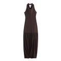 Women's Sexy And Alluring Off-shoulder Halter Neck Ruched Slim-fit Waist-cinching Solid Color Dress Pure Desire Elegant WXRY