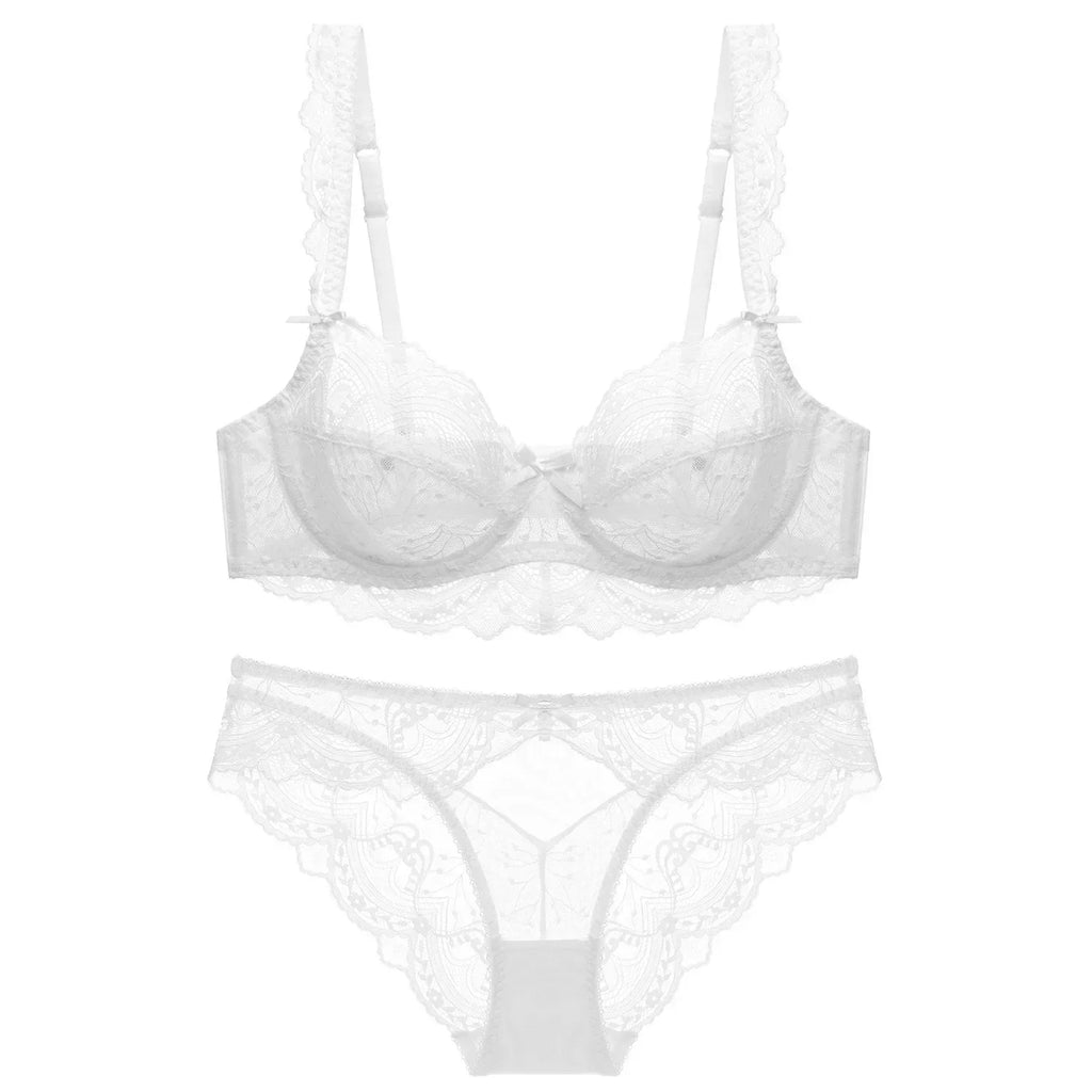 MOYISU 2026 French Lace Bralette Set | A-G Cups Adjustable Lift | Anti-Sag Slimming Bra | Sheer Allure Wire-Free Summer