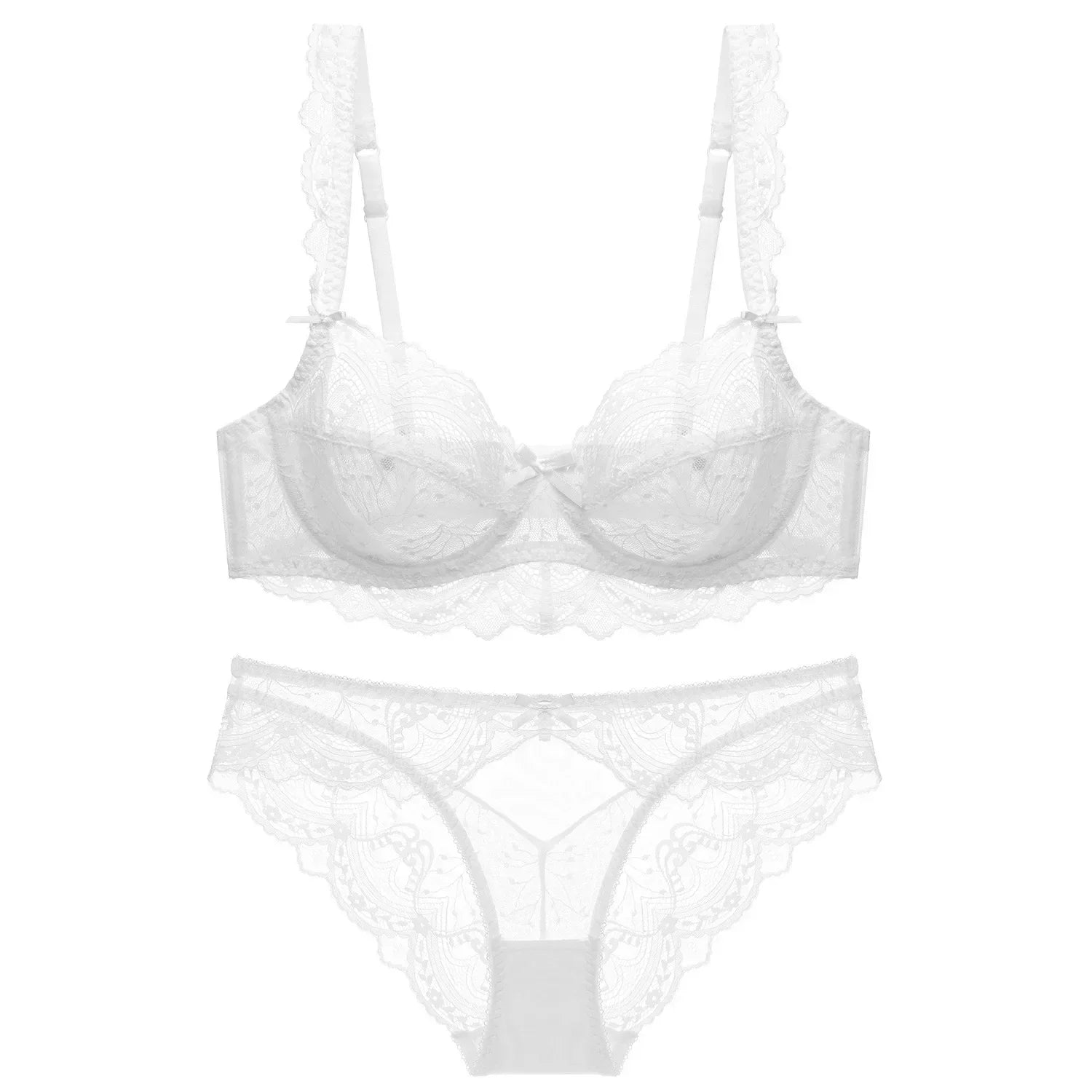 MOYISU 2026 French Lace Bralette Set | A-G Cups Adjustable Lift | Anti-Sag Slimming Bra | Sheer Allure Wire-Free Summer