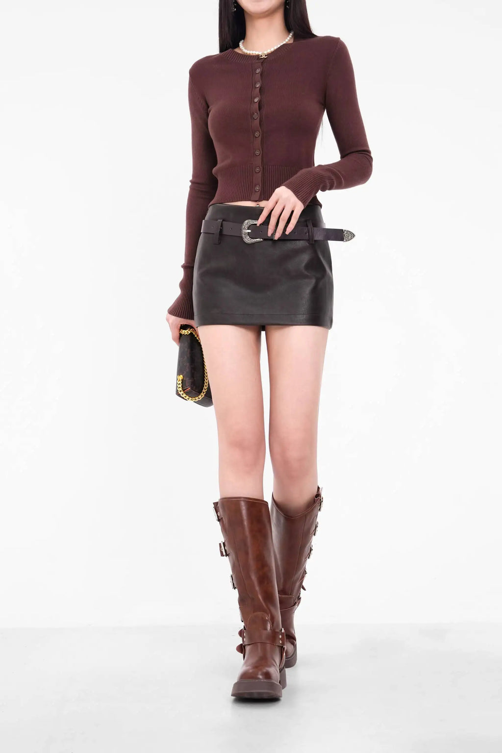 American A-line Half Length Skirt Spring/summer Small Spicy Girl High Waist Slim Fit Tight Sexy Shining Leather Short Skirt 3XQZ