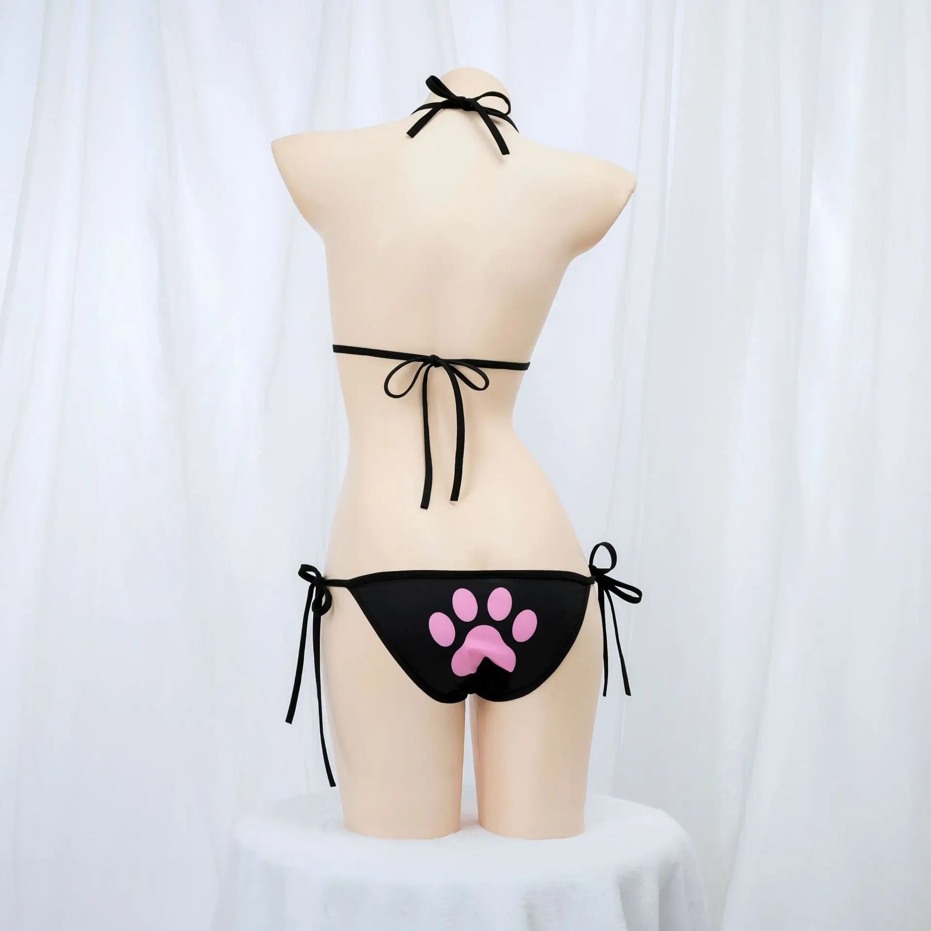 Japanese Kawaii Cat Paw Micro Bikini Set for Girl Women Bathing Suit Bandage Backless Mini Swimsuit Underwear Lingerie