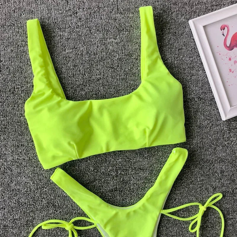 2026 High Cut Micro Thong Bikini Female Thong Bikinis Swimsuit Women Swimwear Two-pieces Bikini Set Brazilian Bathing Suit Swim