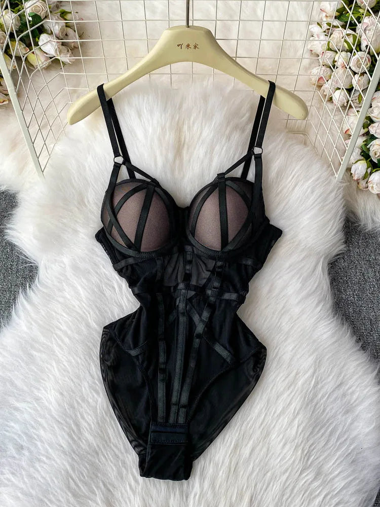 MOYISU Women's Sexy Summer Bodysuit Halter See Through Mesh Lingerie Push Up Pads Euro Style Boho Chic Shapewear Hot Item AU Hot