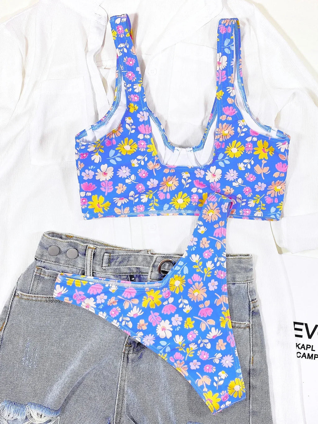Bikini 2026 Sexy Swimwear Swimsuit Women Push Up Small Floral Blue Bikinis Set Bathing Suit Beach Bikini Female Banadores Mujer