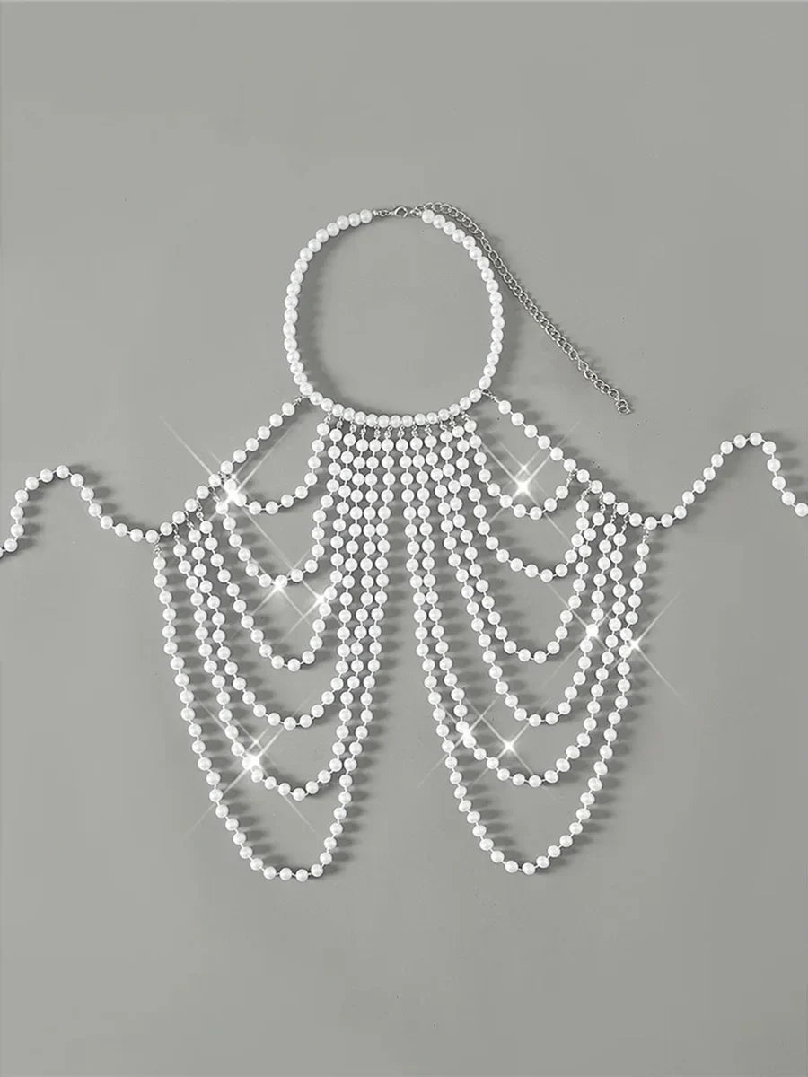 Luxury Pearls Chain Fringe Tassel Bikini Bottom Swim Brief Women Swimwear Female Bather Brazilian Tanga Panties Underwear