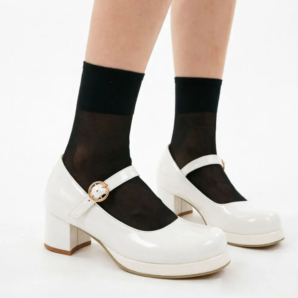 Plus Size 30-48 Mary Jane Shoes Women Sweet Lolita Round Toe Adjustable Buckle Strap Platform Thick Sole 5cm Block Heel Shoes