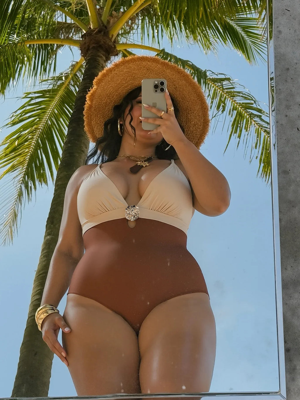 Contrast Color 2026 New Women's One Piece Suit Swimwear Sexy Strappy Backless Swimsuit Rhinestone Push Up High Waist Beachwear