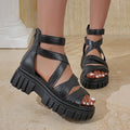 Rome Style Cross Strap Platform Sandals Women Plus Size 43 Thick Bottom Gladiator Sandals Woman Open Toe Back Zip Summer Sandles