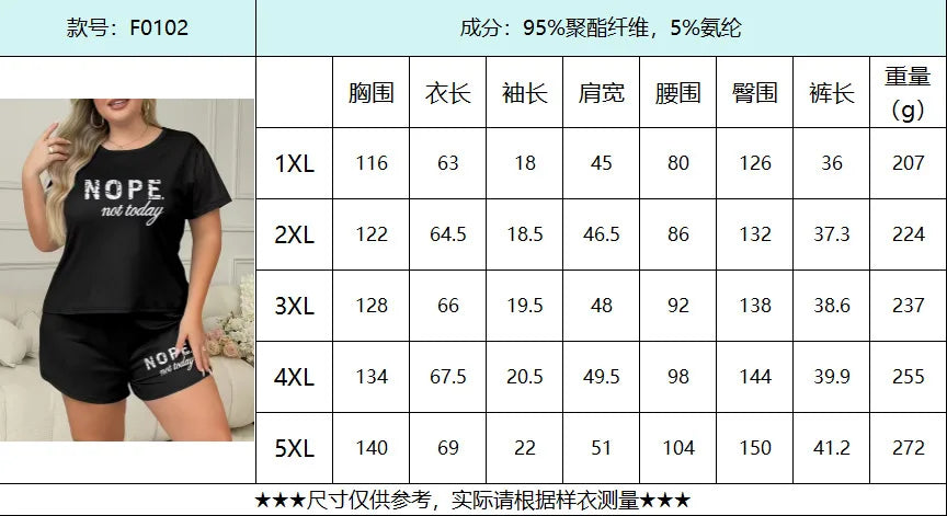 Summer fashion home wear European and American large size short-sleeved shorts two-piece pajamas 4XL 5XL
