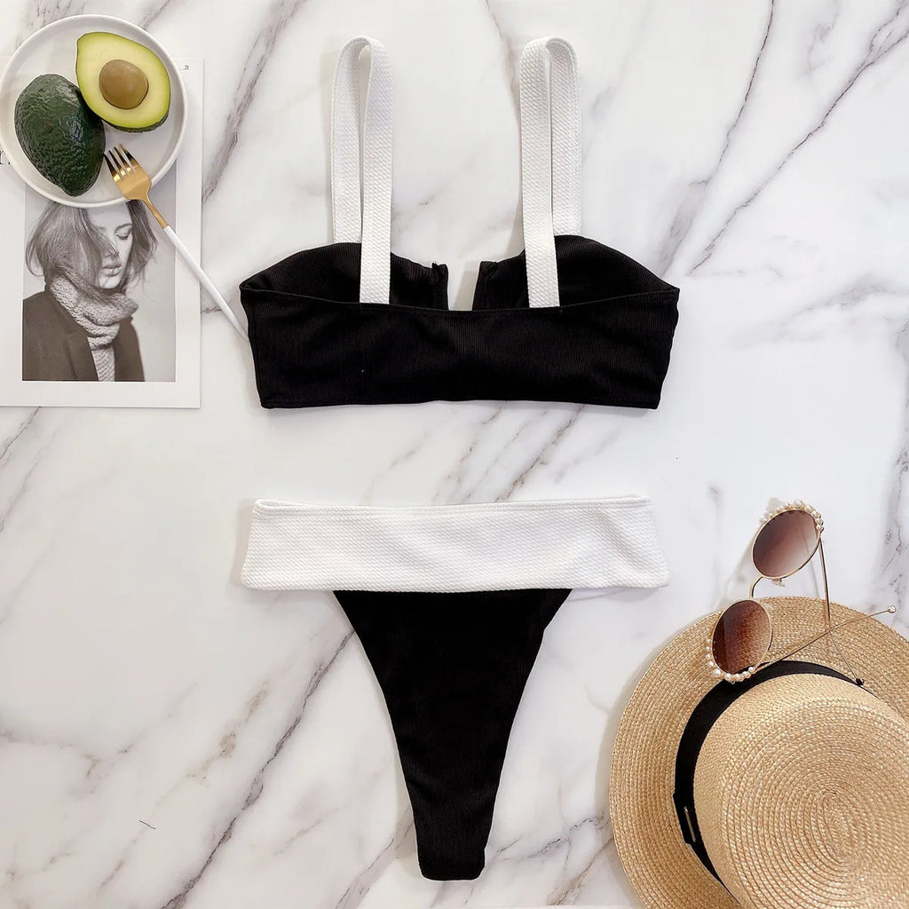 Bikini 2026 Sexy Swimwear Swimsuit Women Push Up Patchwork V-neck Bowknot Bikinis Set Bathing Suit Beach Bikini Banadores Mujer