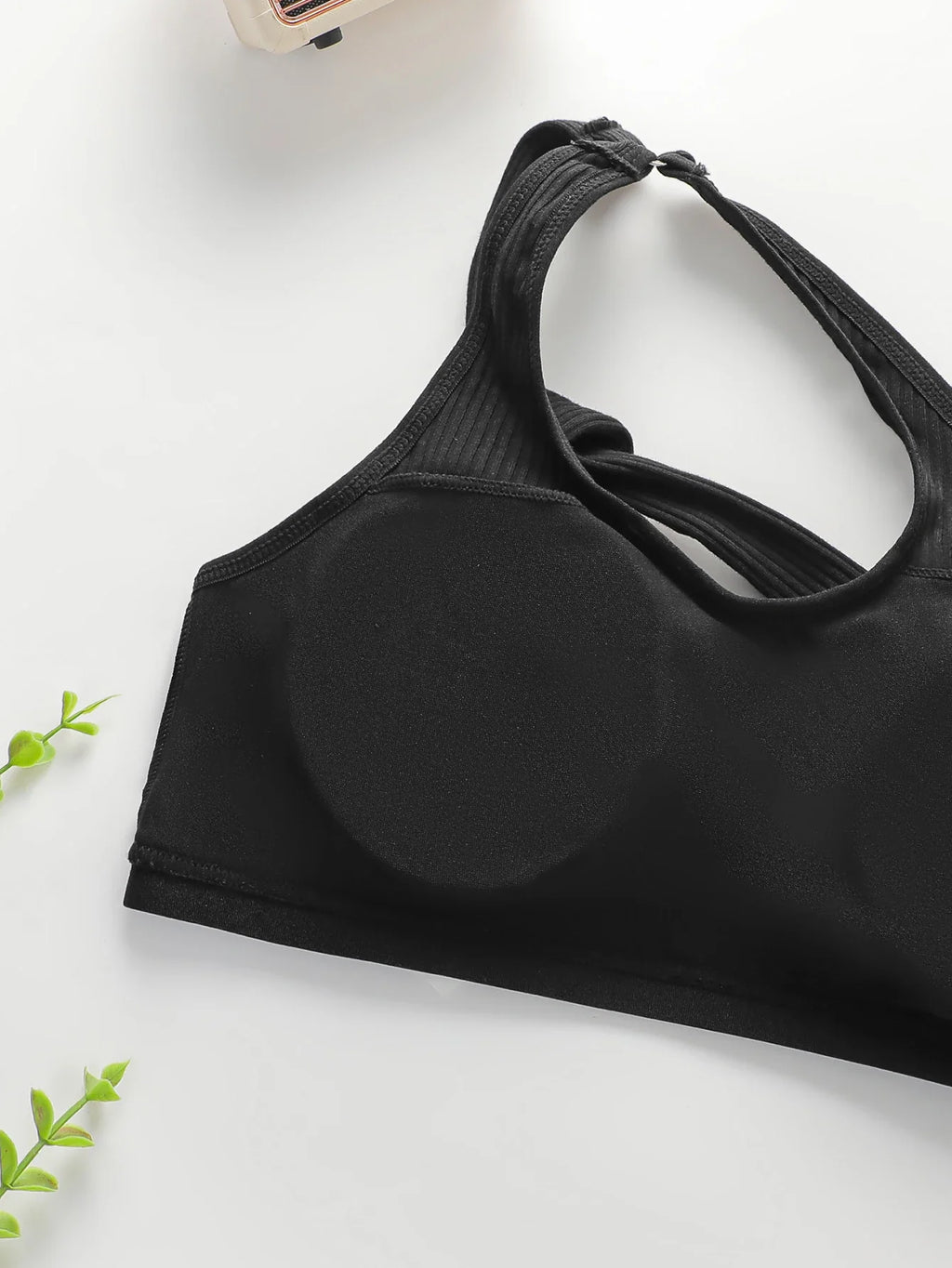 Women's sexy diagonal cross shoulder strap vest bra with gathered cups detachable back buckle shock-absorbing underwear MR3519