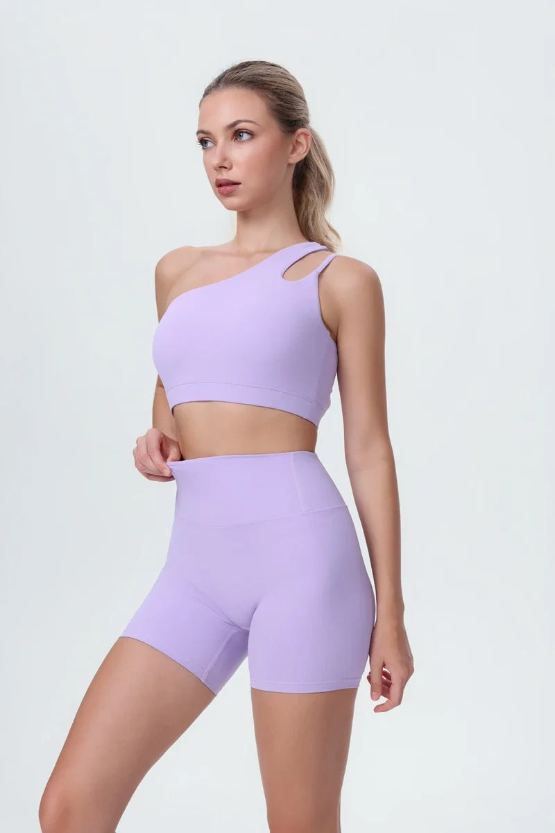 DIA FIT JOY Yoga Sports Bra Single Shoulder Irregular Strap Naked feel Sensation Beautiful Back Design Comfortable Breathable