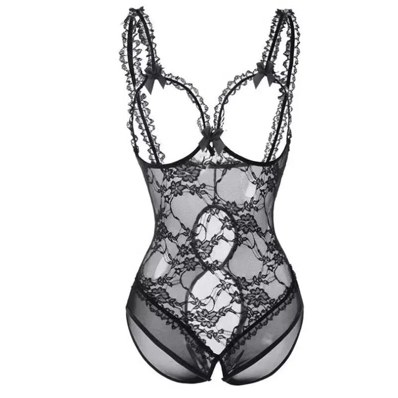 Erotic underwear for men, sexy purple pajamas, lace jumpsuit, open and easy to take off