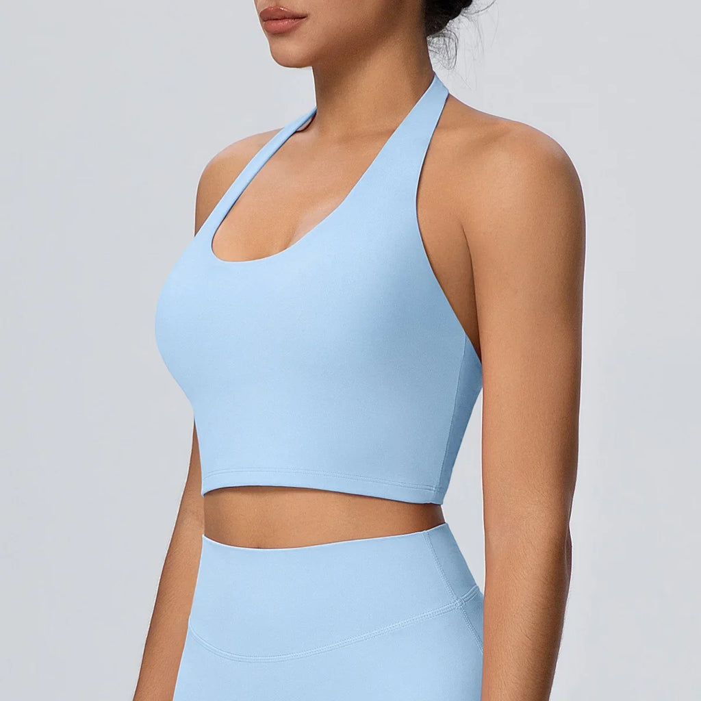 Sexy Gym Women's Sports Bra Breathable Hanging Neck Backless Sports Bra Women's Comfortable Exercise Pilates Training Yoga Top