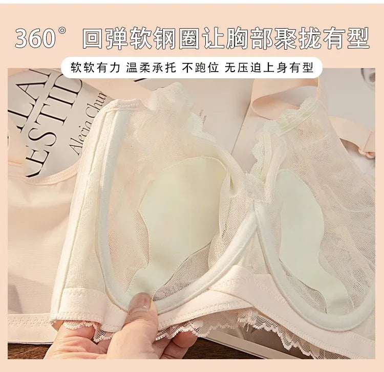 Plus Size Wireless Bra Women Summer Thin Minimizer Large Bust Support Side Coverage Anti Sagging Adjustable Straps Comfort White