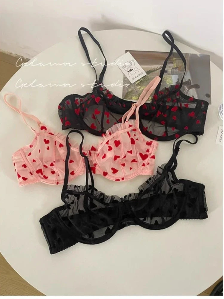 Everyday French Lace Bra Set Wireless Small Bust Support Anti Sagging Lightly Lined Comfort Sexy S-XL MOYISU Sexy Panty Tushy AB