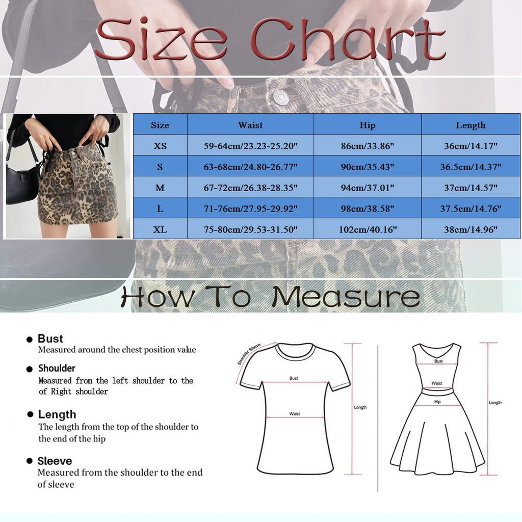 Womens Leopard Print Denim Mini Skirt High Waist Bodycon Pencil Skirts Sexy Slim Fit Hip Wrapped Night Club Skirts Streetwear