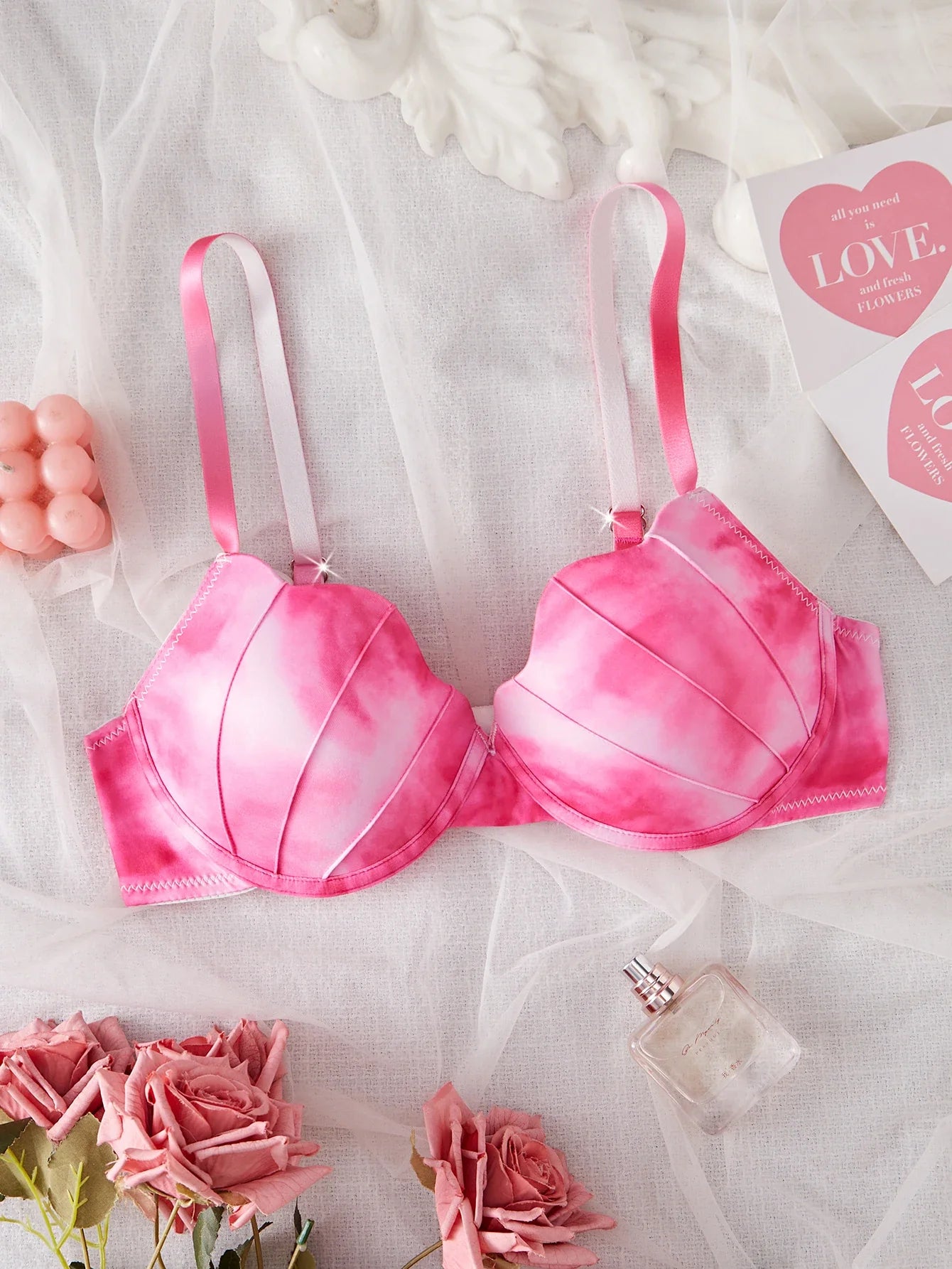 Women's Pastel Gradient Push up Bra Vertical Rib Shell Thin Cup Sexy Bra Comfort Underwire Lingerie Top