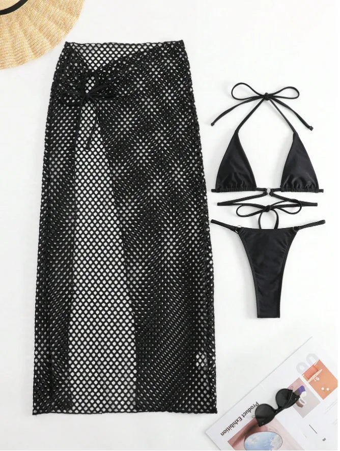 3 Pieces Triangle String Thong Bikinis 2026 Swimwear Female Sexy Brazilian Swimsuit Women Bathers Bathing Swimming Swim Suit