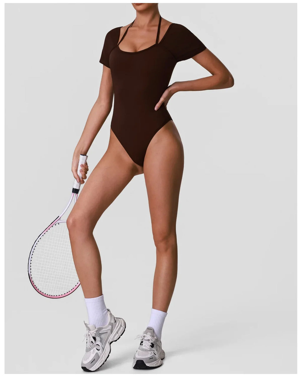 Summer Women's Cross Hollow Back Yoga Jumpsuit Short Sleeved Slimming Sports Overalls High Stretch Push Up Fitness Bodysuit