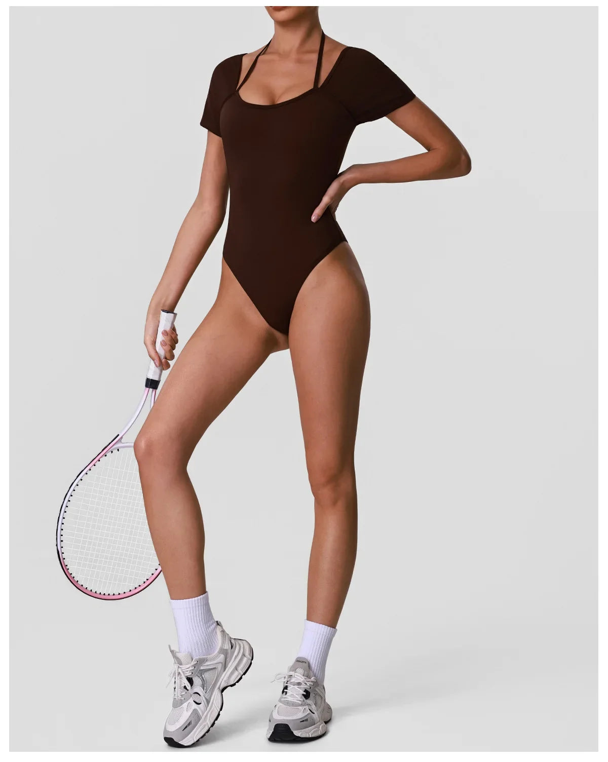 Summer Women's Cross Hollow Back Yoga Jumpsuit Short Sleeved Slimming Sports Overalls High Stretch Push Up Fitness Bodysuit