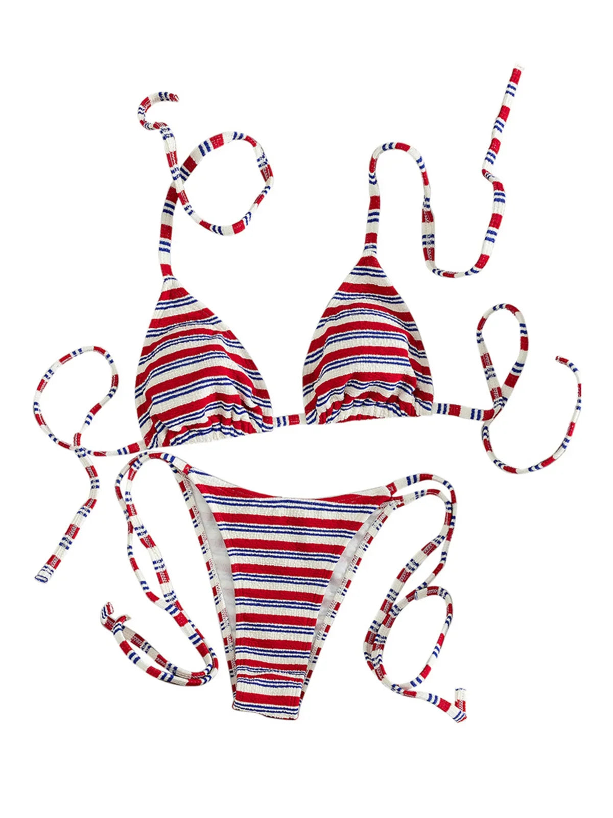 S - XL Striped Halter Bikini Women Swimwear Female Swimsuit High Cut Leg Bather Bathing Suit Swim Two-pieces Bikini set K8043