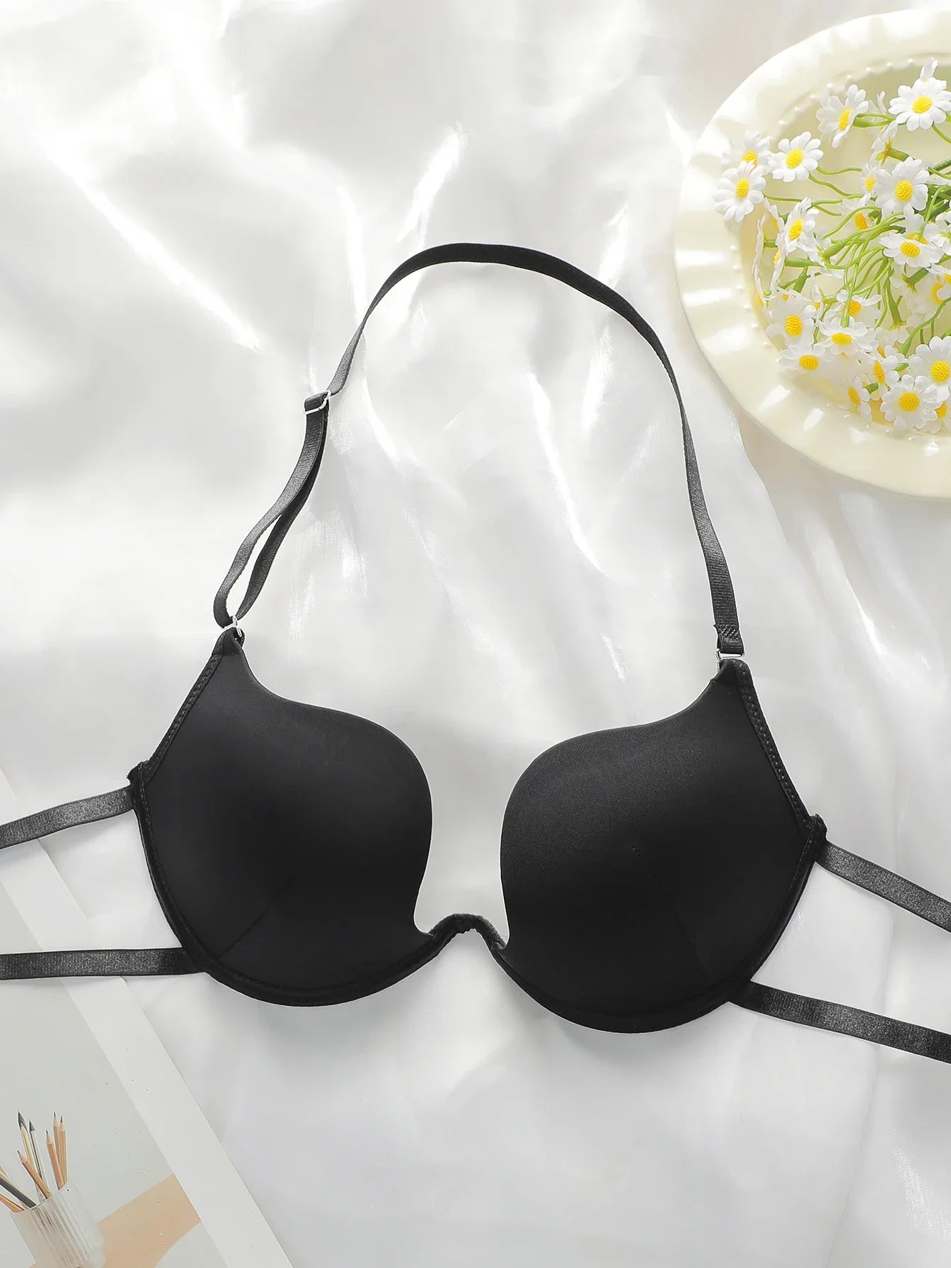 Sexy Lingerie multi-color hollow neck hanging women's underwear 3/4 cup gathering pull up bra party women's underwear J2943