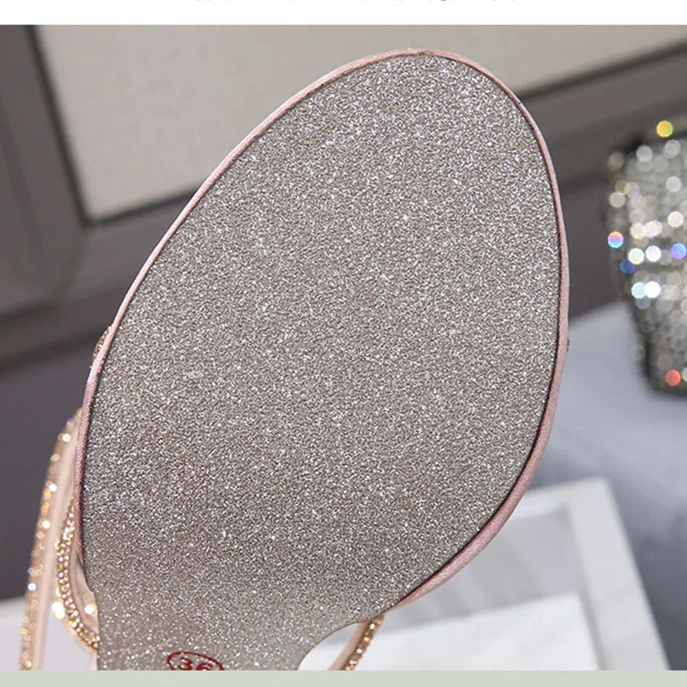 2026 Brand New Summer Sexy 10cm High Stiletto Heels Sandals for Women Wedding Rhinestones Ankle Wrap Party Shoes Big Size 42