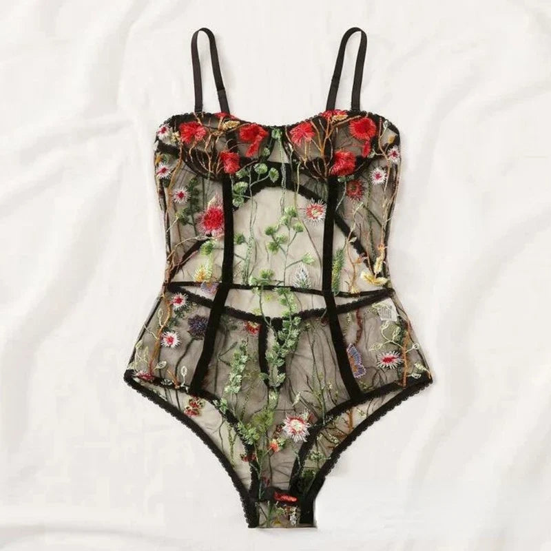 Toucheart Sexy Lingerie Embroidery Underwear Hollow Lace One-piece Suspender Nightgown Transparent Porn Sexy Female Lingerie New