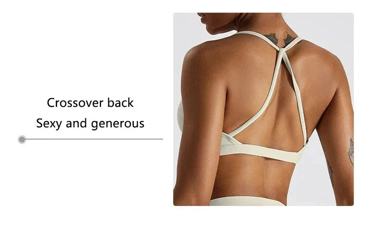 Hearuisavy Summer Scrunch Sports Bra Gym Top Women Running Back Cross Top Sportswear Yoga Underwear Fitness Workout Yoga Clothes