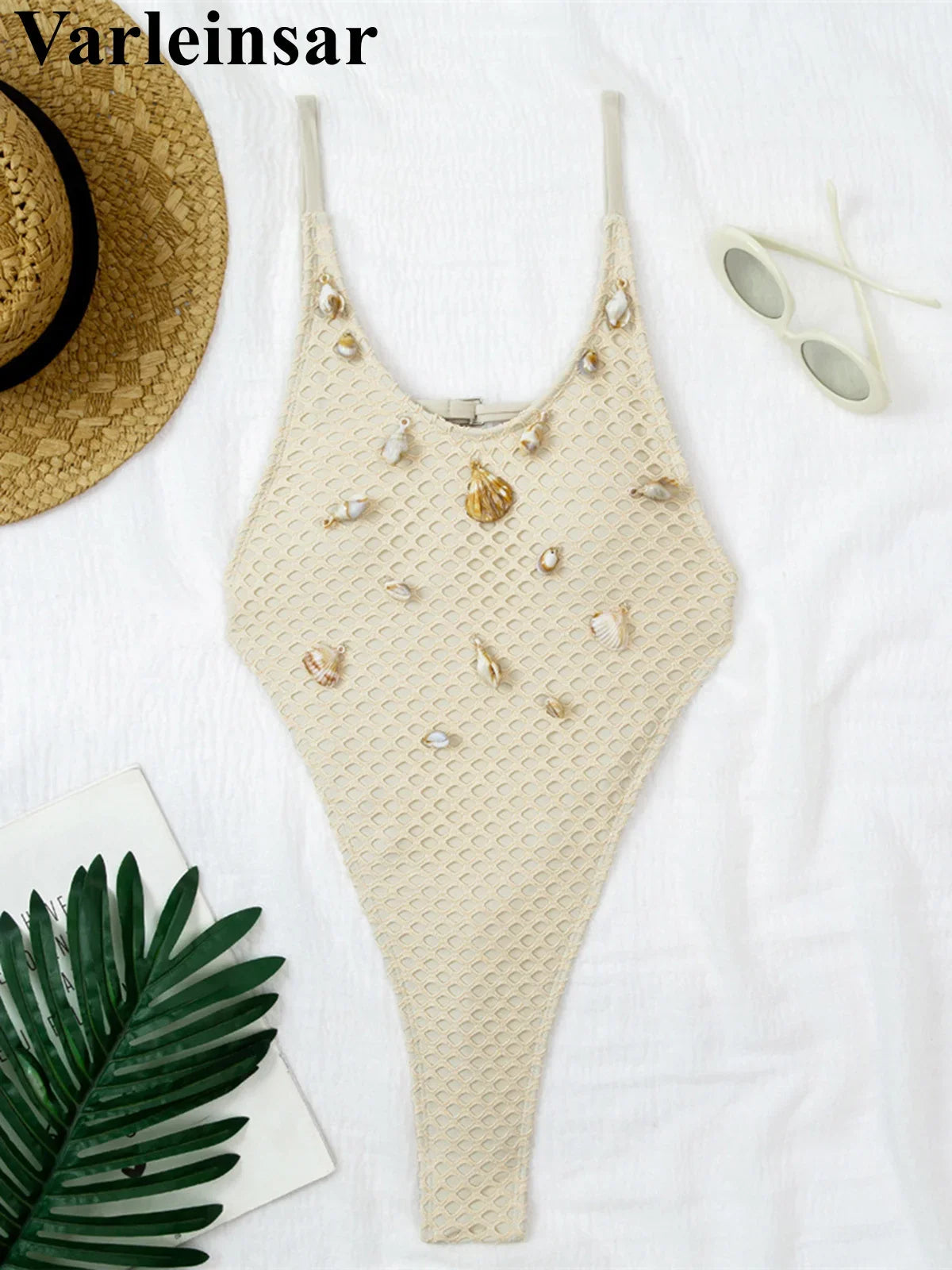 XS - L Scalloped Extreme String Mini Micro Thong One Piece Swimsuit Women Swimwear Female Padded Bather Bathing Suit Swim V7805