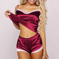 2024 Women's Pajama Sets V-Neck Stretch Satin Sexy Lingerie Sleepwear Home Wear Nightwear clothing