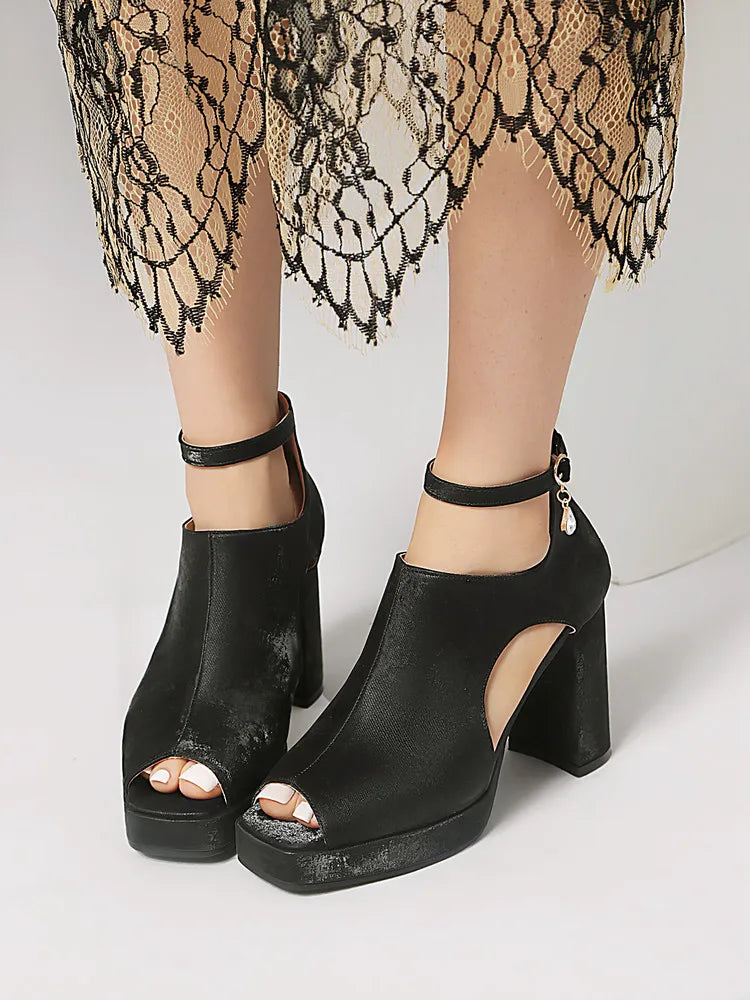 Summer Sandals Women Platform Gladiator Flip Flops High Heels Peep Toe Nude Black Ladies Dance Party Wedding Shoes Large Size