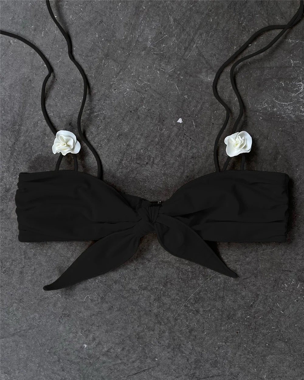 Floral Bikinis Push Up Women Swimsuits 2024 Sexy Bandeau Swimwear Brazilian Bikini Set Solid Biquini Black Beachwear Female
