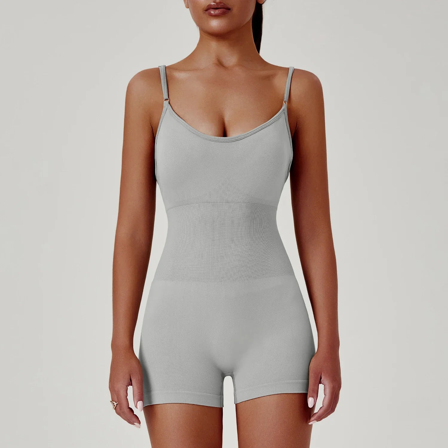 Solid Color Cross Back One Piece Yoga Shorts - Comfortable Cropped Yoga Jumpsuit for Women