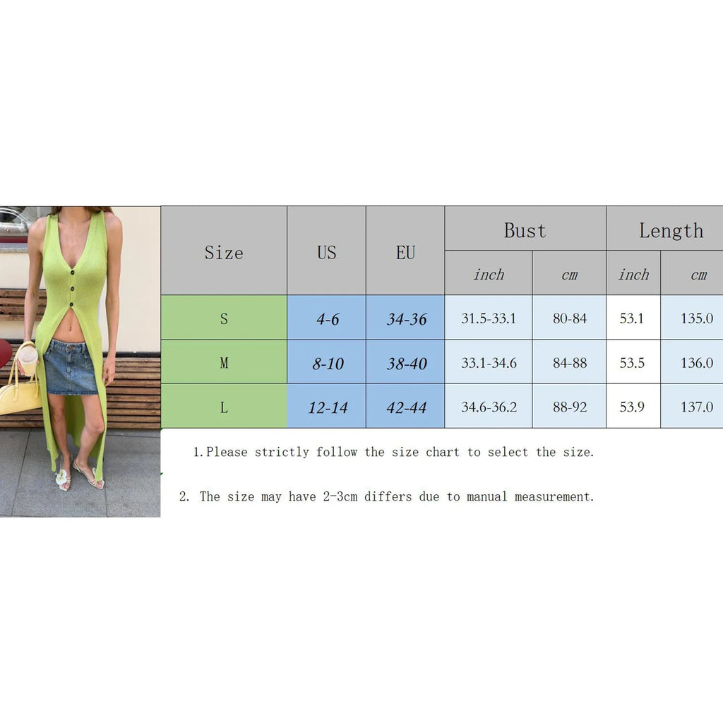 Fall Summer Knit Vest Women Elegant Sleeveless Button Vest Solid Summer Long Cardigans Tops for Casual Daily