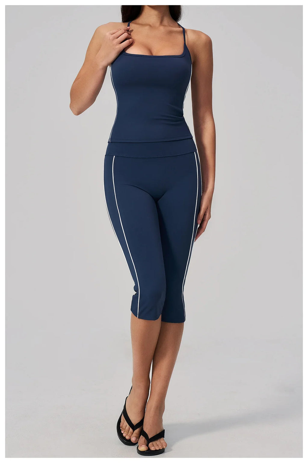 Women's 2 Piece Yoga Set Summer Brushed Color-Block Slim Sports Tank Top High Waist Pants Gym Running Fitness Suits Tracksuit