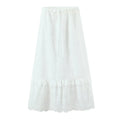 White Cotton Summer Skirt Women Embroidery A-line Long Skirt Spring Lace Up Beach Bobho Skirt Bottoms High Quality Faldas Mujer