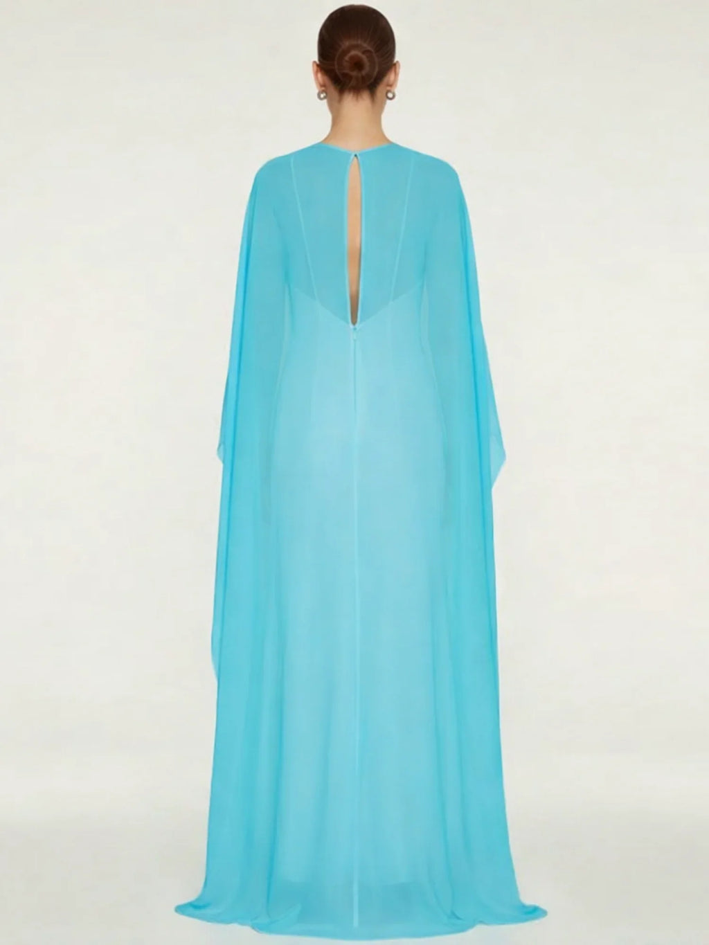 Women's Sheer Chiffon Cape Bat Sleeve Floor Length Shawl Elegant Cover Up Tops Party Evening Cape Blouse f