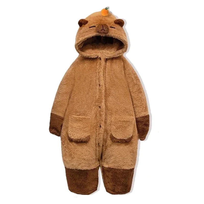 Adult Capybara Robes Onesies Pajamas Cartoon Pyjama Animal Kigurumi Slipper Halloween Cosplay Costumes Warm Sleepwear Jumpsuit