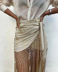 Embroidered Tassel Hem Skirt Elegant Women's Lace Up Mesh Hollow Out Short Skilt 2026 Summer New Chic Female Beach Holiday NT8W