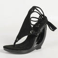 Strange Style Hollow Wedge Sandals Women Summer Platform Clip Open Toe Ankle Cross Strap Pink High Heels Party Prom Shoes
