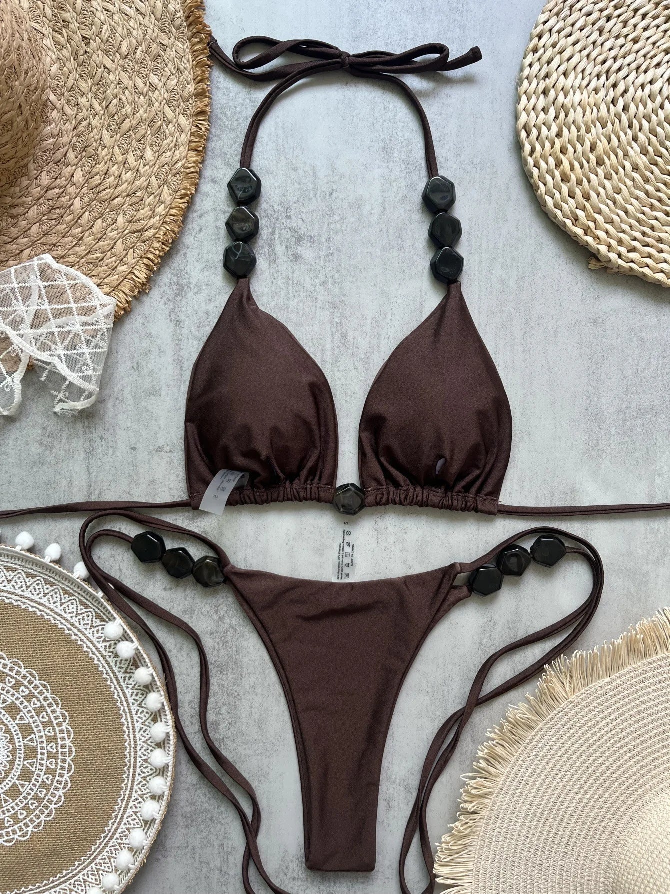 DEKA Thong Solid Bikini Set Stone Swimsuit Push Up Bikinis Women Swimwear Female Biquinis Bathing Suit Swimming Suits Beachwear