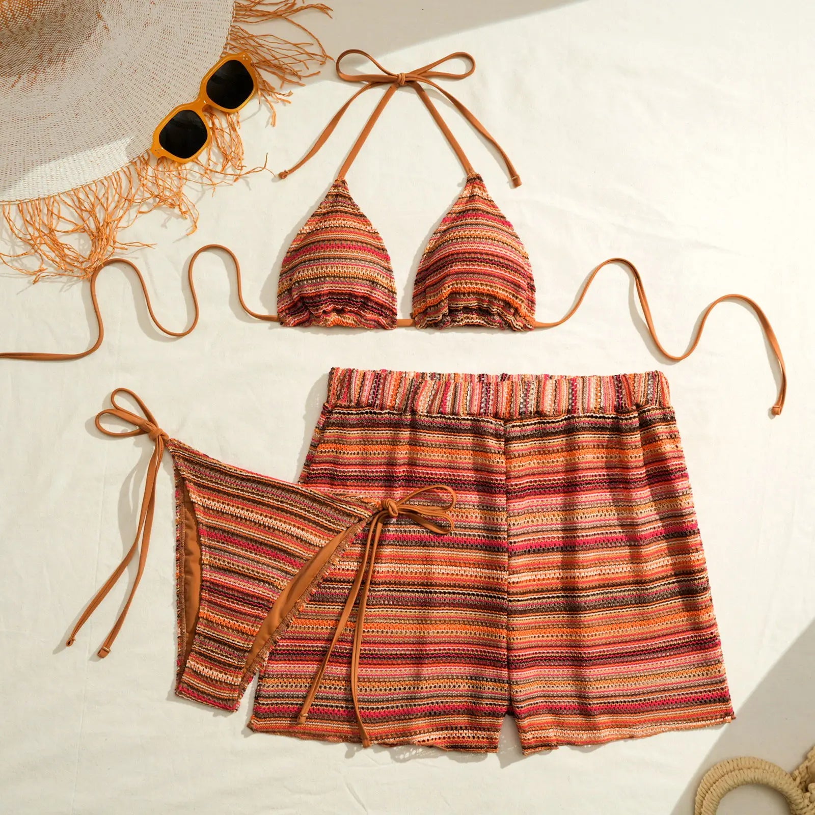 2026 Triangle String Bikinis Women 3 Pieces Swimwear Female Sexy Padded Swimsuit Bathers Bathing Swimming Swim Suit Beachwear