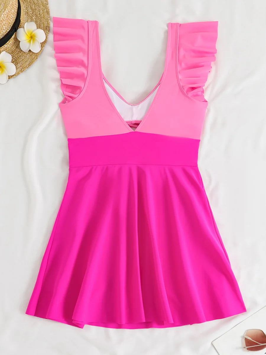 2026 Sexy Ruffle Swimsuit One Piece Hollow Swimwear Women Bathers Bathing Swimming Swim Suit Female Beachwear
