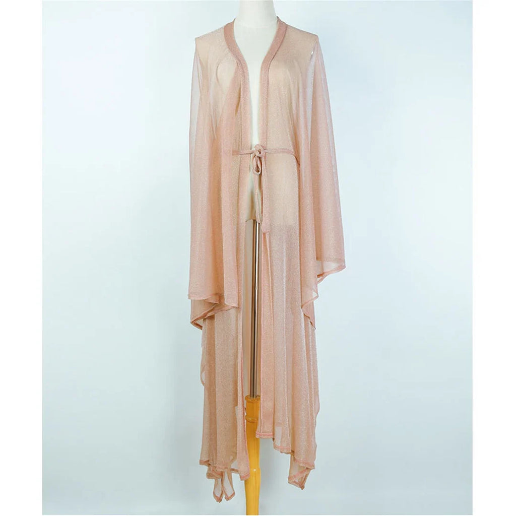 3 Colors Sexy Glitter Mesh Sheer See Through Tunic Beach Cover Up Cover-ups Beach Dress Beach Wear Beachwear Female Women V3217